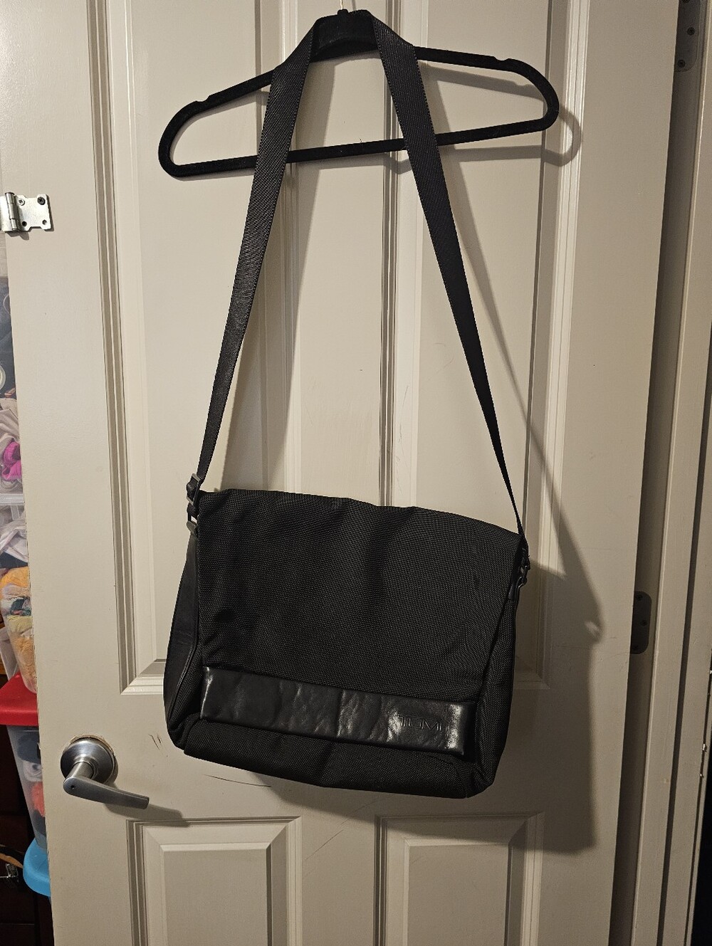 Tumi Black Men's Messenger Bag with Leather Accent